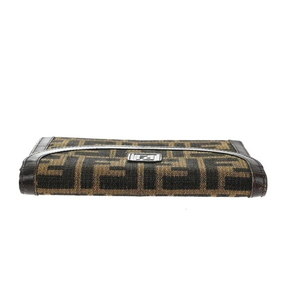 FENDI Logo Zucca Pattern Bifold Wallet Canvas Leather Brown Italy 01KA823 - Picture 5 of 16